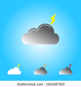 clouds lightning weather, Vector Illustration Flat Style - Vector