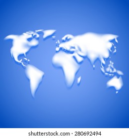 Clouds like continents, travel concept photo realistic vector background