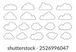 Clouds line art icon. Databases networking software image cloud and synoptics concept. Vector