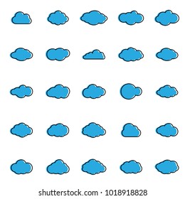 Clouds line art icon.Sky flat illustration collection for web. Vector illustration