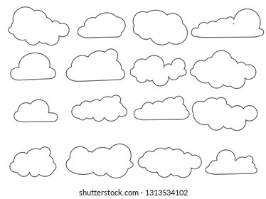 Clouds line art icon. Storage solution element  databases  networking  software image  cloud and meteorology concept. Vector line art isolated on white background illustration EPS 10. 
