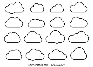 Clouds line art icon. Storage solution element, databases, networking, software image, cloud and meteorology concept. Vector line art illustration isolated on white background