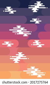Geometrische Wolken-Linie geometrische Grafik auf dem Himmel Dämmerung mehrfarbigen Hintergrund .flaches Design Muster Vektorgrafik.