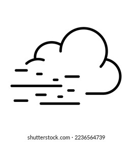 Das Symbol Wolken-Linie. Windschutz, Kältebeständigkeit. Warme Kleidung. Naturkonzept. Vektorliniensymbol auf weißem Hintergrund