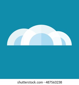 Clouds in modern geometric  style on blue background. Vector illustration.