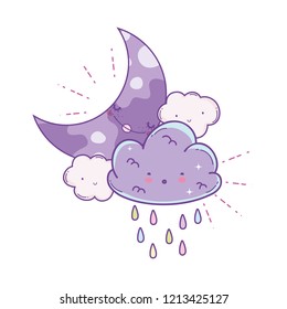 Clouds and moon cute cartoons