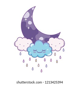 Clouds and moon cute cartoons