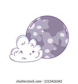 Clouds and moon cute cartoons