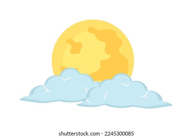 clouds and moon on white background