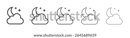 Clouds moon stars icon simple illustration logo art