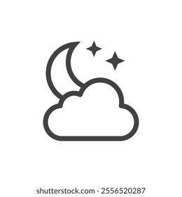 Clouds moon stars icon Vector logo outline