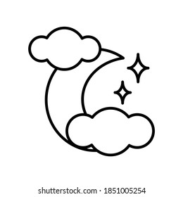 Clouds, Moon and Stars line icon