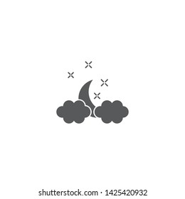 Clouds moon stars vector icon, isolated on white background