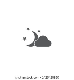 Clouds moon stars vector icon, isolated on white background