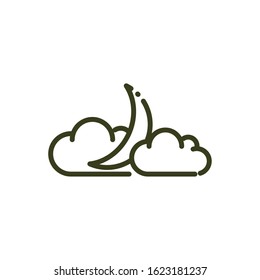 clouds moon weather nature line design vector illustration