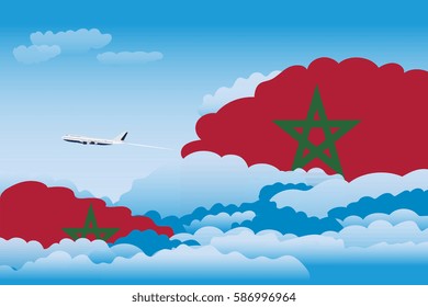 Clouds with Morocco Flags, Aeroplane Flying