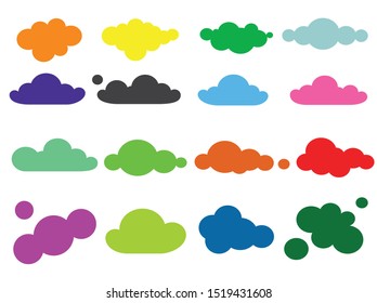 Clouds multicolored set. Isolated on white background