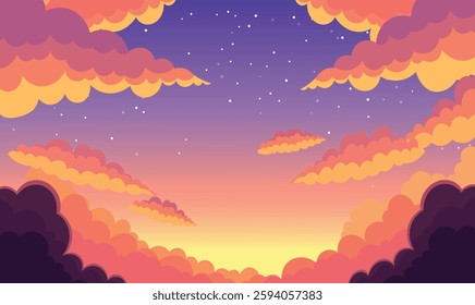 Clouds Nature Landscape in Beautiful Majestic Sky at Twilight Dusk Dawn