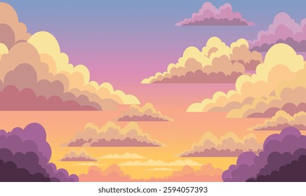 Clouds Nature Landscape in Beautiful Majestic Sky at Twilight Dusk Dawn