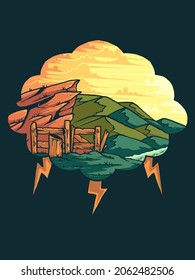 clouds nature vector print illustration