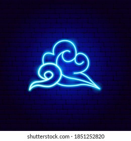 Clouds Neon Sign. Vector Illustration of Chinese Promotion.