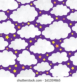 clouds in the night sky seamless pattern