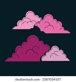 
Clouds on a black 
background.Isolated elements. Set. Icons. Vector