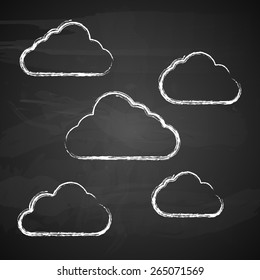 Clouds on blackboard. Vector illustration.