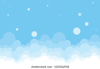 Clouds on blue background illustration for banner design.Template.Vector