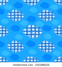 Clouds on a blue background. Pattern for textiles, fabric, packaging paper.