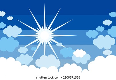 Clouds on blue sky atmosphere and sun ray vector.illustration.