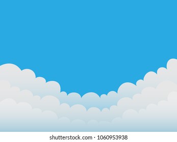 Clouds on a blue sky background. Good weather. Flat design. Vector illustration.