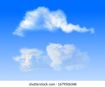 Clouds on blue sky background. Vector template for illustrations