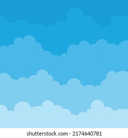 Clouds on blue sky background. Vector illustration in flat style. EPS 10.