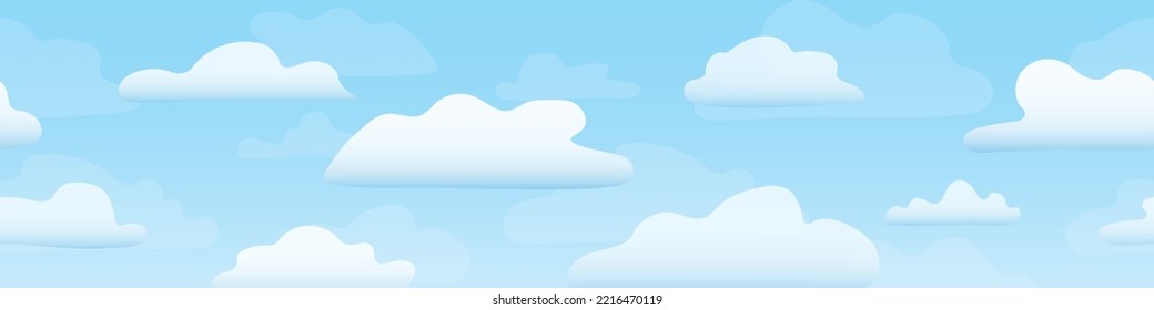 nubes en banner azul cielo - ilustración vectorial