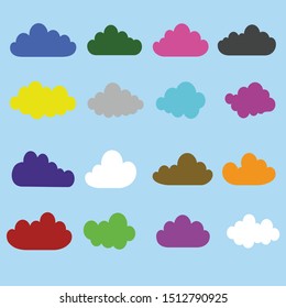 
Clouds on the blue sky. Illustration. Set. Isolated elements for design.