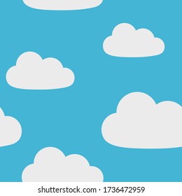 Clouds on blue sky seamless pattern