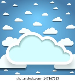 clouds on blue sky, you can text in the cloud, vector eps 10 illustration.