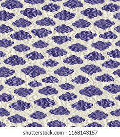 Clouds on dots background - seamless vector texture