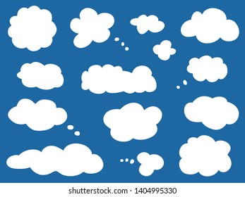 Clouds on isolation background. Sketchy doodles. Hand drawn infographic elements for work