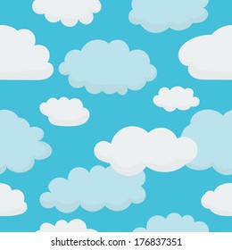 Clouds on Light Blue Sky - Seamless Background with Pattern in Swatches