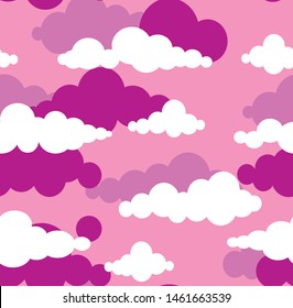 
Clouds on a pink sky. Seamless pattern. Print on paper, on fabric. Abstract background. Vector