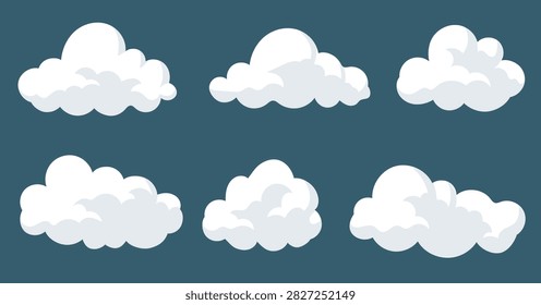 Clouds on a sky, set of cloud icon, cloud or smog ash
