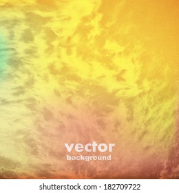 clouds on a textured vintage paper vector background, with grunge stains