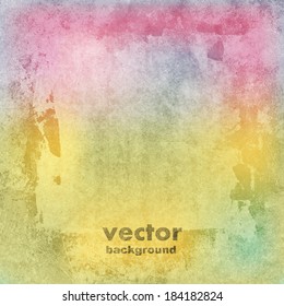 clouds on a textured vintage paper vector background, with grunge stains