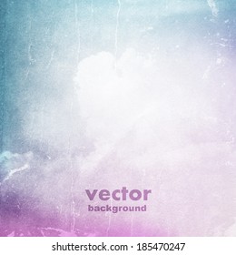 clouds on a textured vintage paper vector background, with grunge stains 