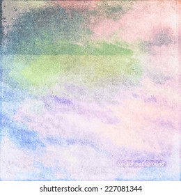 clouds on a textured vintage paper vector background, with grunge stains