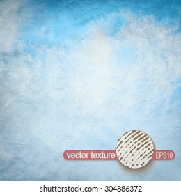 Clouds on a Textured Vintage Paper, with Stains. Grunge Scratch. Retro Stamp Vector Background.