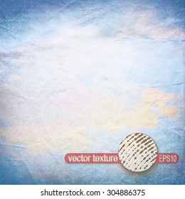 Clouds on a Textured Vintage Paper, with Stains. Grunge Scratch. Retro Stamp Vector Background.