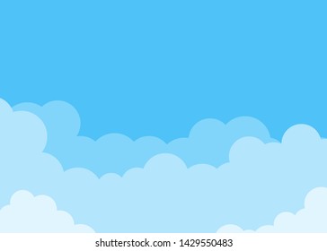 Clouds on top with blue sky background vector design illustration
